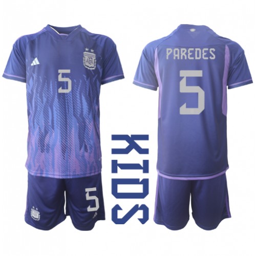 Dětský Fotbalový dres Argentina Leandro Paredes #5 MS 2022 Venkovní Krátký Rukáv (+ trenýrky)